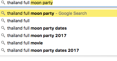 Google search Thailand full moon party