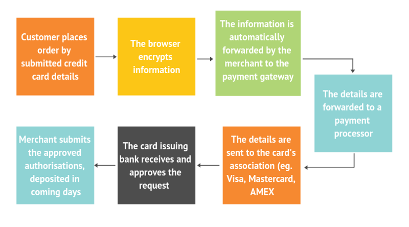 Customer places order by submitted credit card details